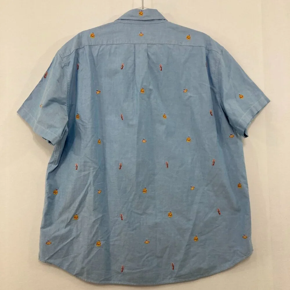 J. Crew Men's size XXL Classic Pima Cotton Novelty Embroidered Button Up Festiva